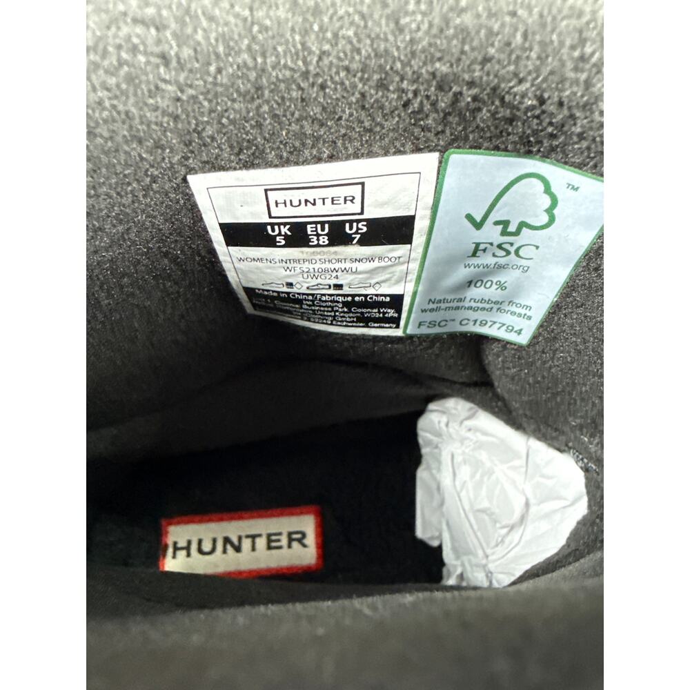 Hunter Intrepid Short Snow Boots Womens 7 Black Waterproof Insulated Pull On - Picture 12 of 13